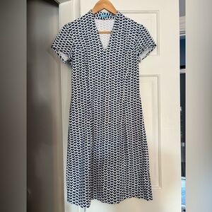 J. McLaughlin Navy and White Midi Dress